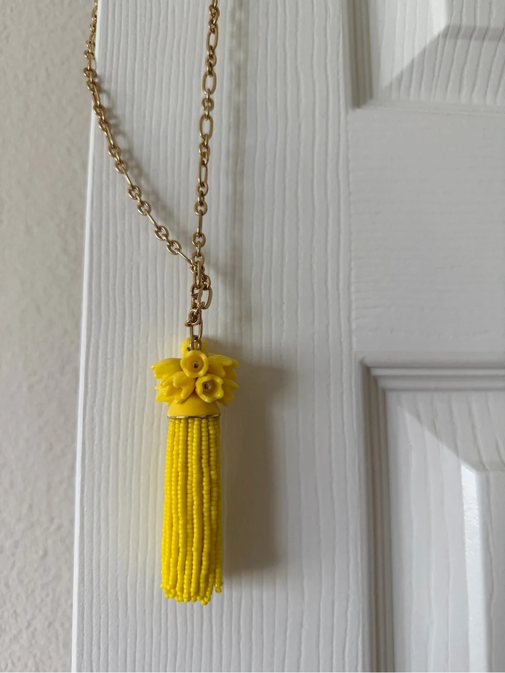 Yellow Beaded Tassel Necklace - women Accessories